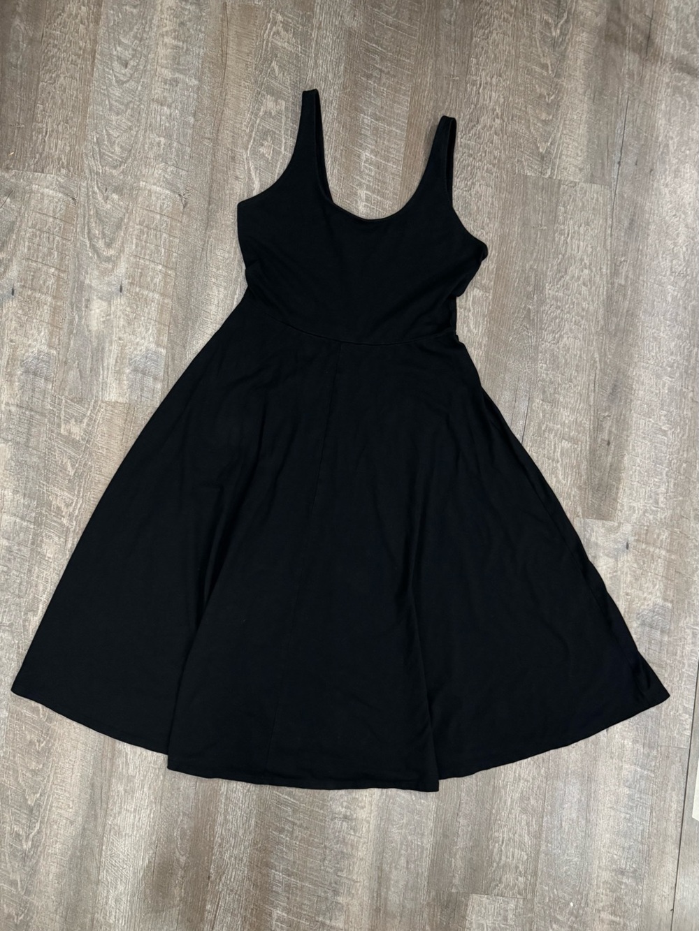 Black Sleeveless A-Line Midi Dress Soft Twirly Sz M